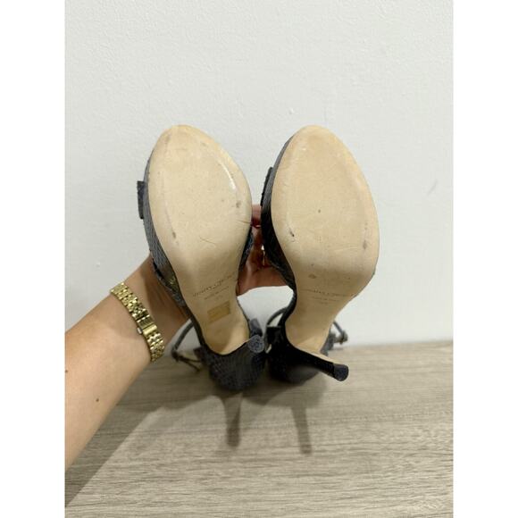 NWOT Jimmy Choo Greta Embossed Snake Ankle Strap Platform Sandals Grey Size 39/9 - Picture 7 of 8